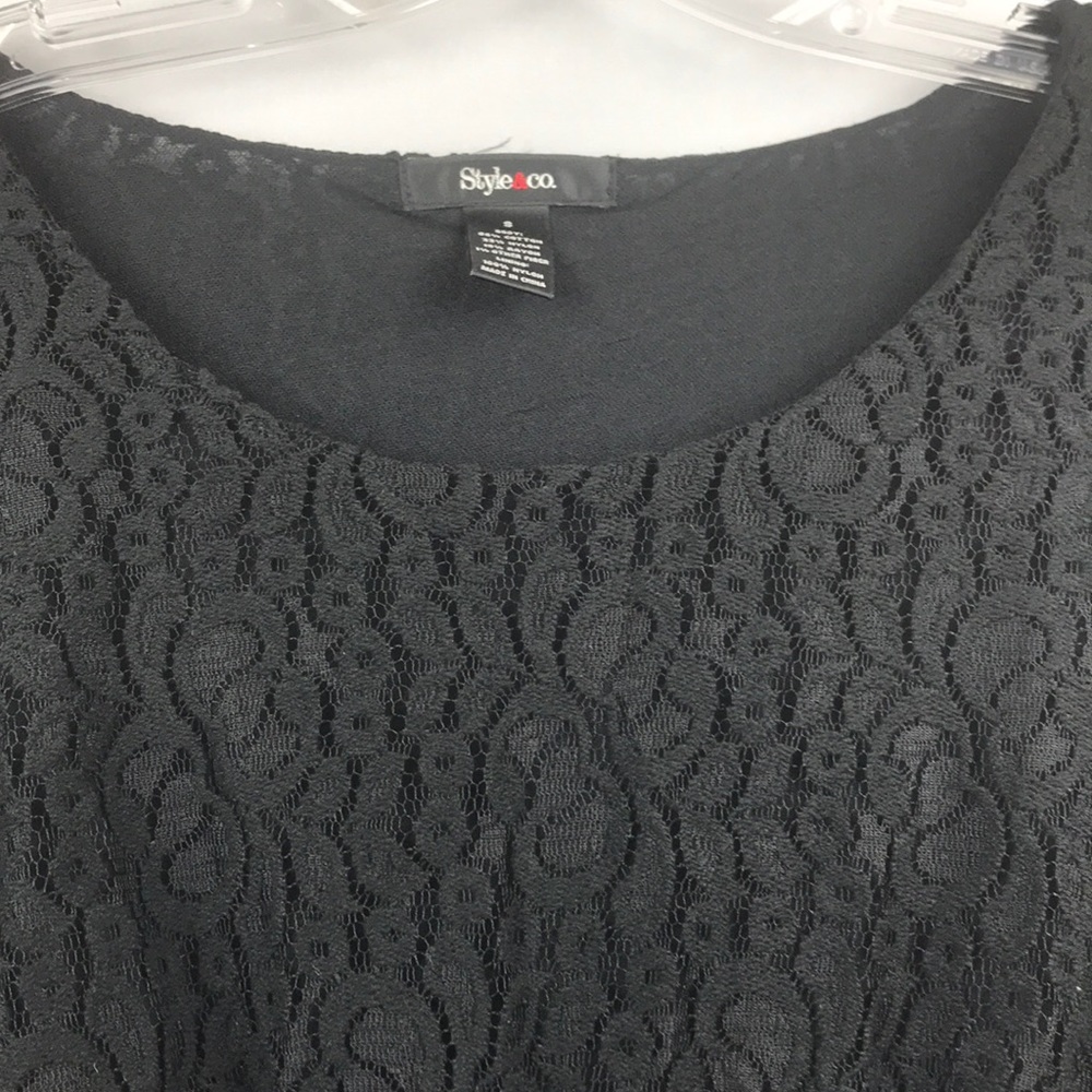Style&CO Lace black dress size Small L/S w/lining - Picture 2 of 8